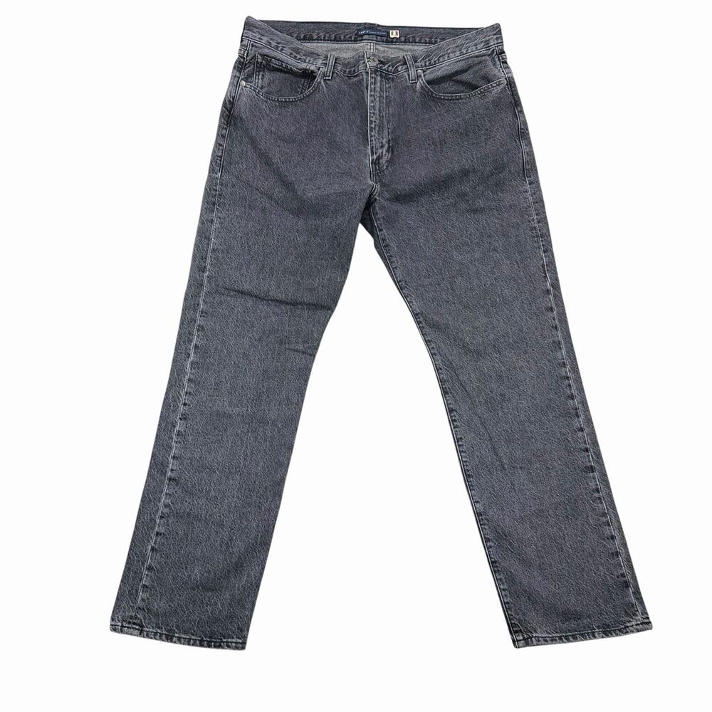 Levis 502 Denim Taper Jeans Black 36x32 (31.5) Cottonized Hemp Italy Fabric